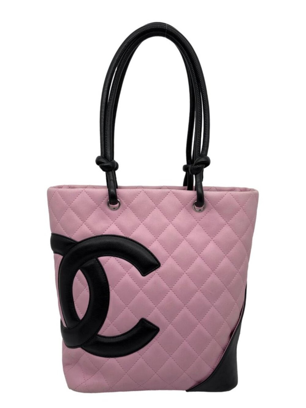 Chanel  Cambon Ligne Quilted Calfskin Leather Tote Bag Pink